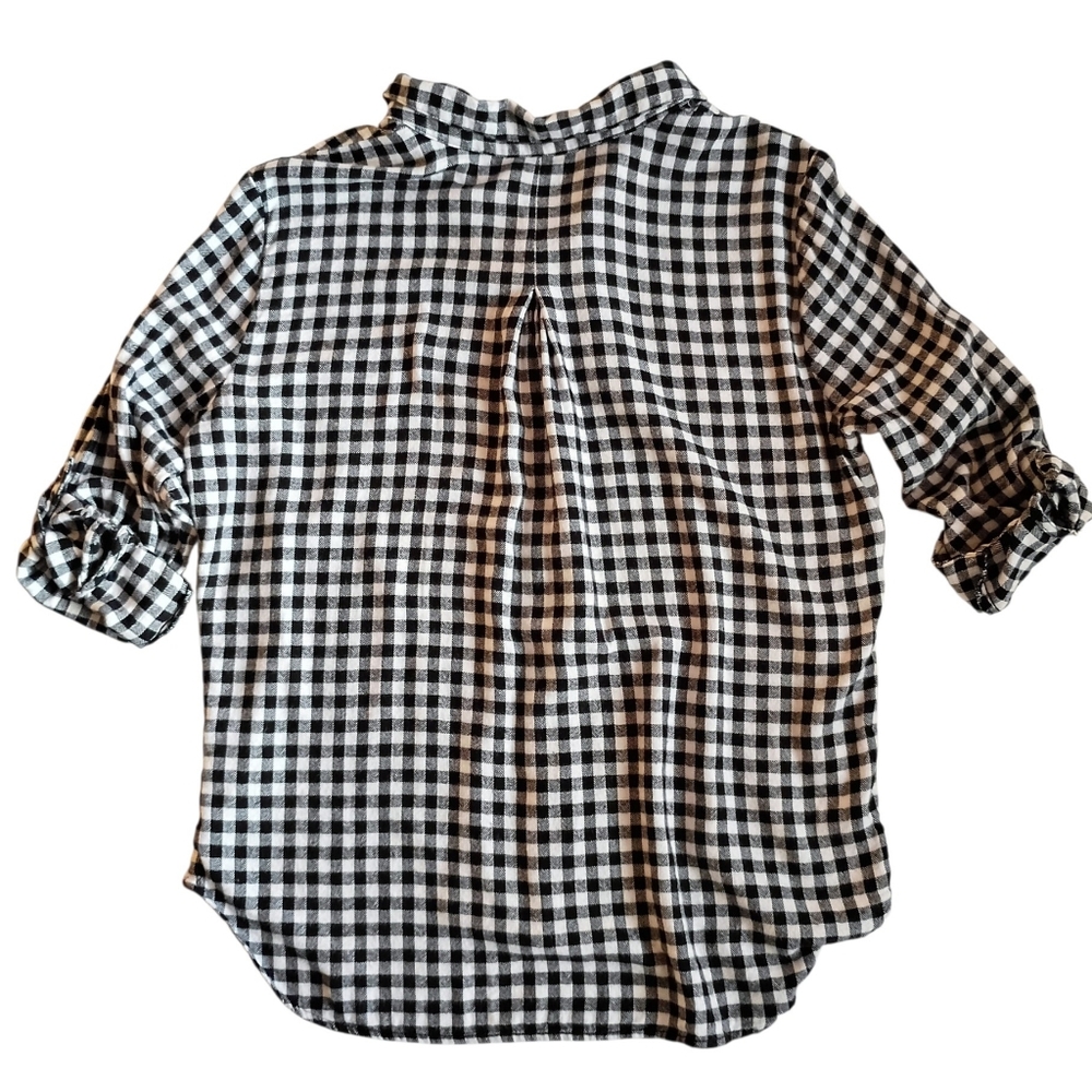 HESTER & ORCHARD‎ Women's Shirt Top Black White Plaid Checks Button Down LARGE - Picture 2 of 9